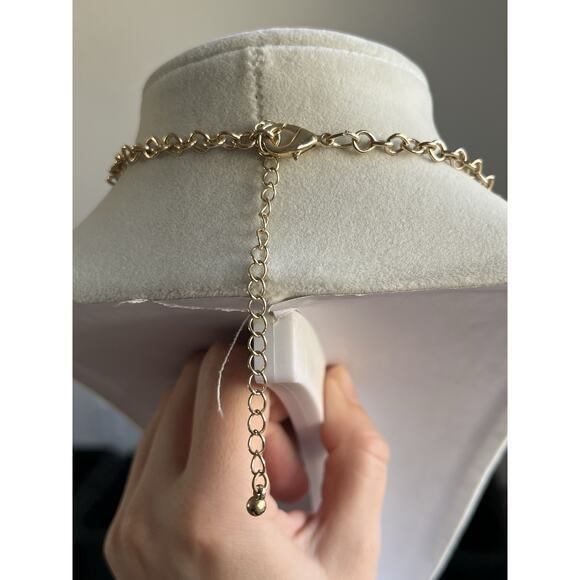 Multi Strand Beaded Long Necklace Clear Acrylic White And Gold Tone 20-26 Inch - Picture 3 of 6